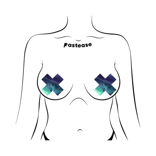 Couples Pastease Pastease Plus X Opal Iridescent Cross Nipple Pasties