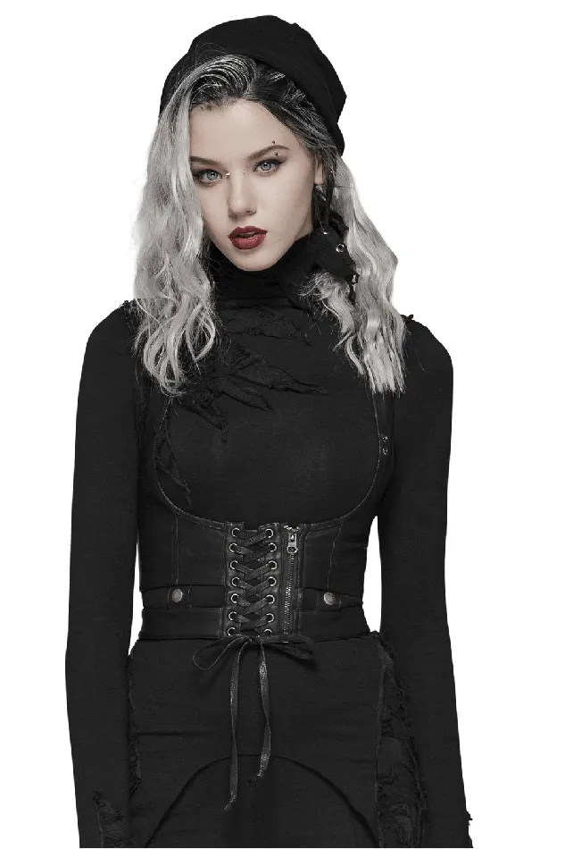 EVEs SECRETS Black Punkinspired LaceUp PU Leather Corset Anal
