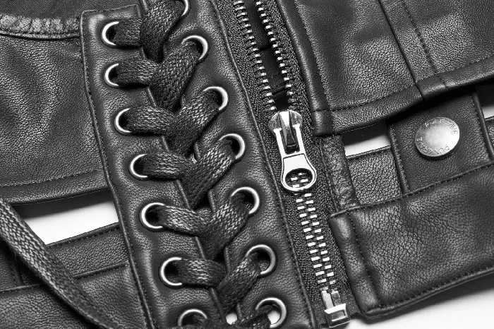 EVEs SECRETS Black Punkinspired LaceUp PU Leather Corset Anal