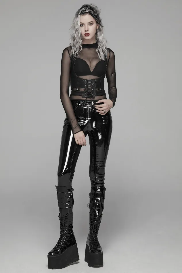 EVEs SECRETS Black Punkinspired LaceUp PU Leather Corset Anal