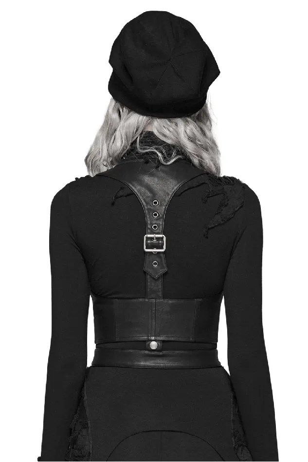 EVEs SECRETS Black Punkinspired LaceUp PU Leather Corset Anal