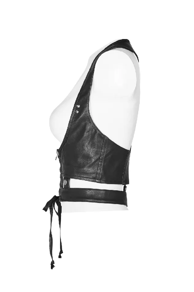EVEs SECRETS Black Punkinspired LaceUp PU Leather Corset Anal