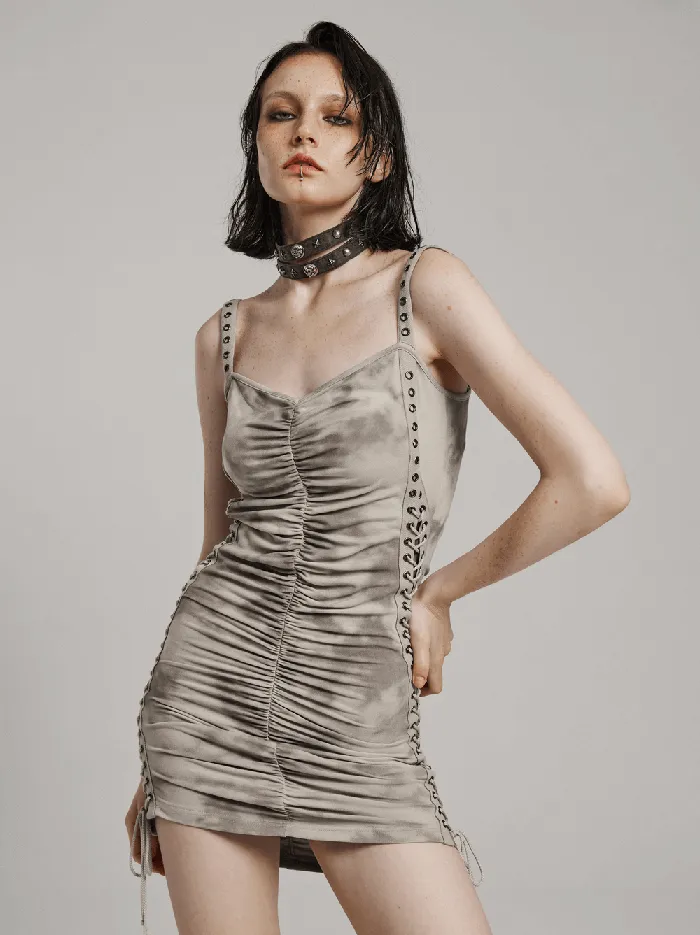 EVEs SECRETS Male Sex Toys PunkInspired TieDye Dress with Drawstring Details