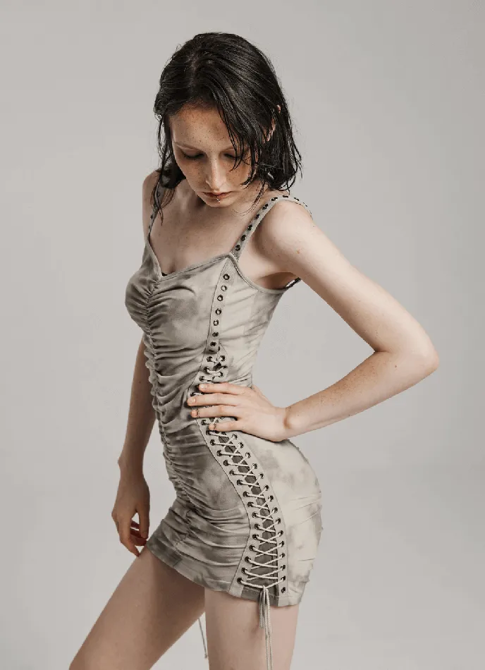 EVEs SECRETS Male Sex Toys PunkInspired TieDye Dress with Drawstring Details