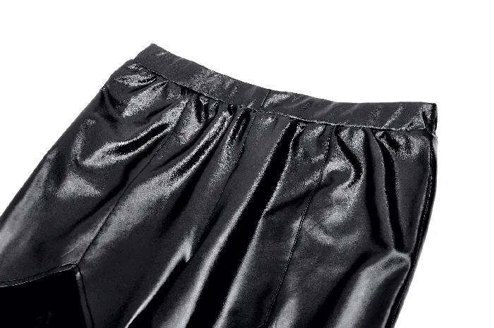 EVEs SECRETS Restraints Stylish PU Leather Leggings with Sheer Mesh Details