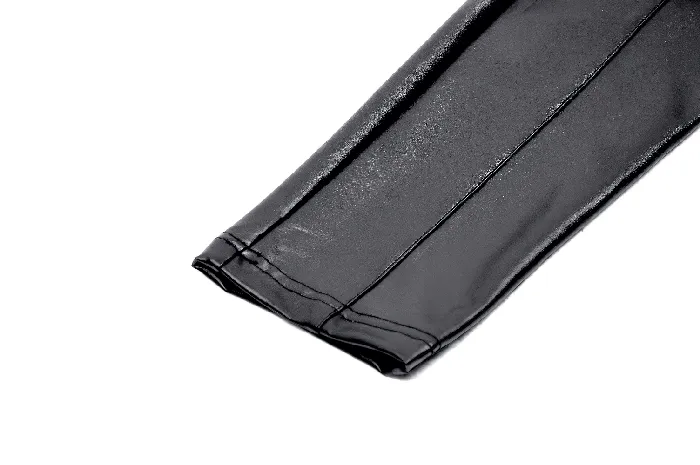 EVEs SECRETS Restraints Stylish PU Leather Leggings with Sheer Mesh Details