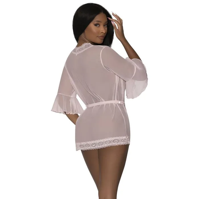 Exposed Lingerie Dildos Robe with Lace Trim Blush LargeExtra Large Blush
