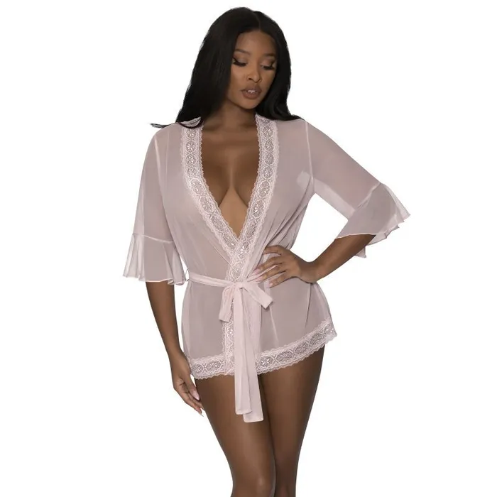 Exposed Lingerie Dildos Robe with Lace Trim Blush LargeExtra Large Blush