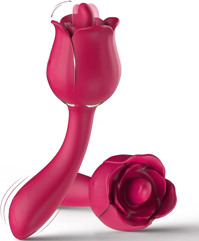 Female Sex Toys Lusty Age Rose 2 in 1 Clitoral Licking Vibrating Vibrator