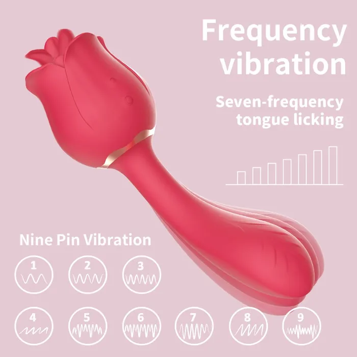 Female Sex Toys Lusty Age Rose 2 in 1 Clitoral Licking Vibrating Vibrator
