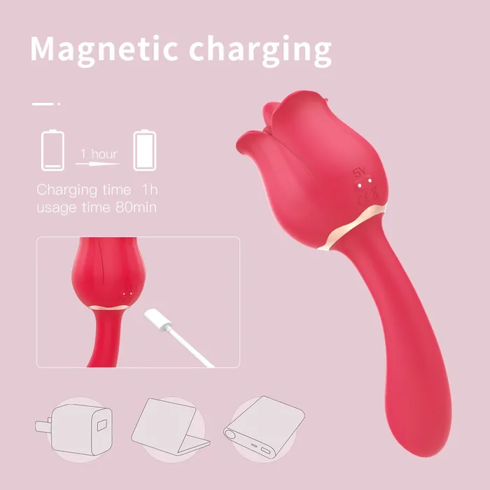 Female Sex Toys Lusty Age Rose 2 in 1 Clitoral Licking Vibrating Vibrator