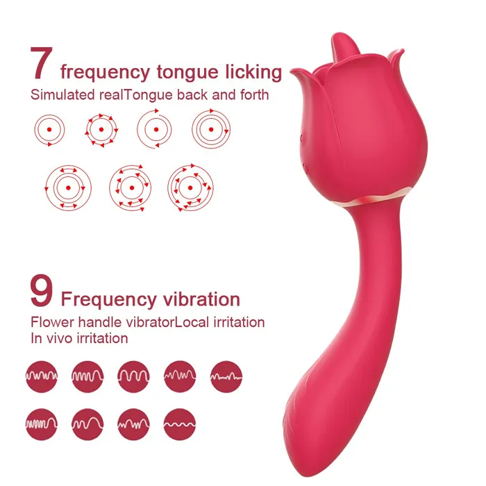 Female Sex Toys Lusty Age Rose 2 in 1 Clitoral Licking Vibrating Vibrator