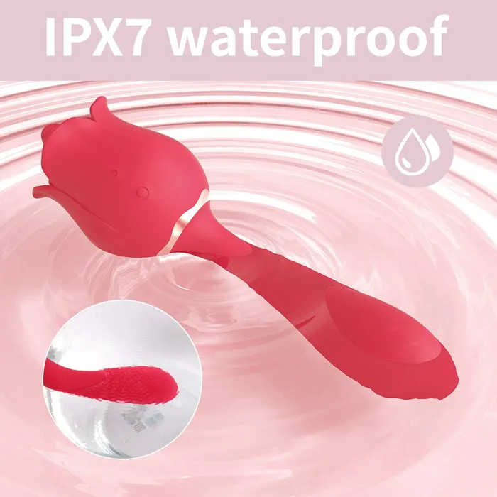 Female Sex Toys Lusty Age Rose 2 in 1 Clitoral Licking Vibrating Vibrator