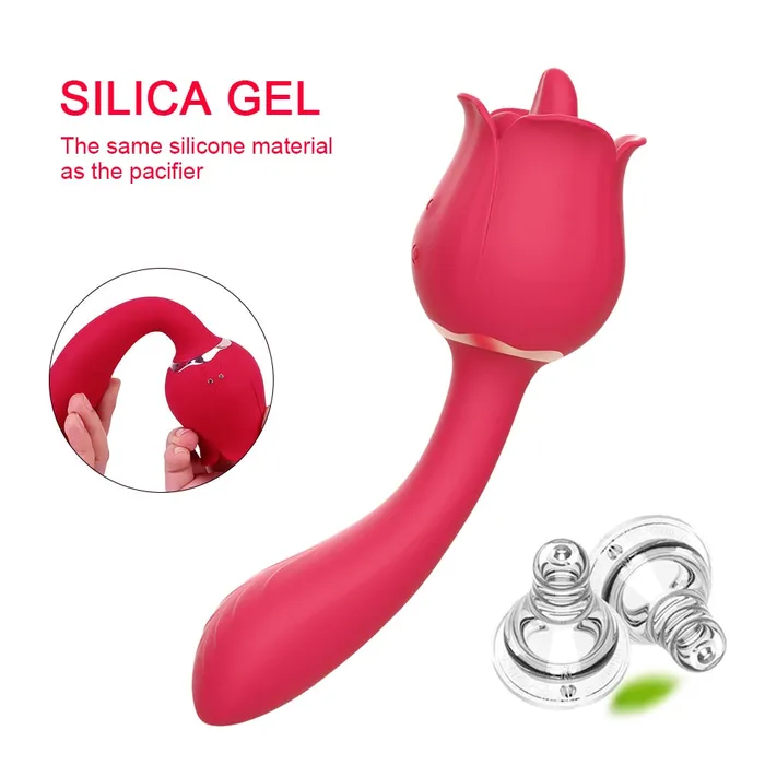 Female Sex Toys Lusty Age Rose 2 in 1 Clitoral Licking Vibrating Vibrator