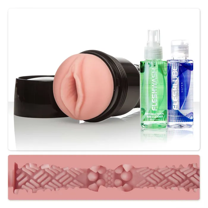 Fleshlight Fleshlight GO Surge Combo Pack with Pink Lady SuperSkin Vagina Male Masturbator Fleshwash Toy Cleaner 100ml Fleshlube Water Based Lubricant 118ml Male Sex Toys