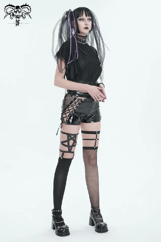 Male Sex Toys EVEs SECRETS Asymmetrical Punk Socks with Studs and Garter for Women