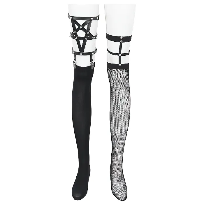 Male Sex Toys EVEs SECRETS Asymmetrical Punk Socks with Studs and Garter for Women