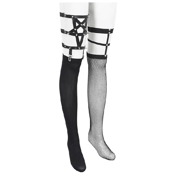 Male Sex Toys EVEs SECRETS Asymmetrical Punk Socks with Studs and Garter for Women