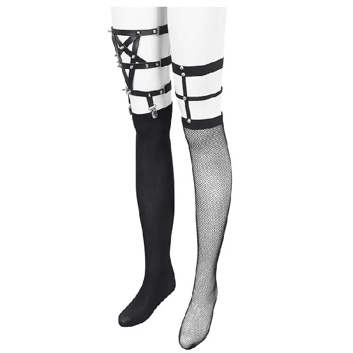 Male Sex Toys EVEs SECRETS Asymmetrical Punk Socks with Studs and Garter for Women