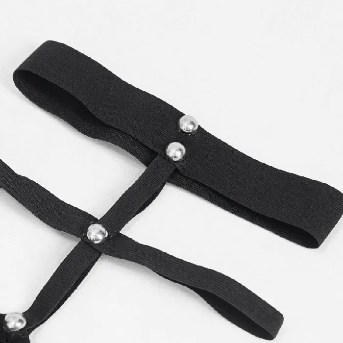 Male Sex Toys EVEs SECRETS Asymmetrical Punk Socks with Studs and Garter for Women