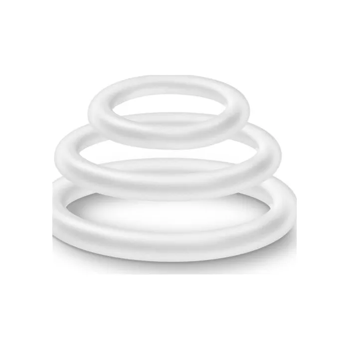 Male Sex Toys Performance Performance Silicone Cock Ring 3 Pc Set White Glow
