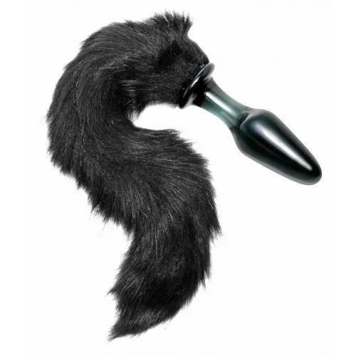Male Sex Toys XR Brands Tailz Midnight Fox Glass Plug With Tail