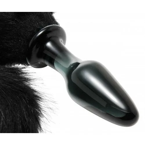 Male Sex Toys XR Brands Tailz Midnight Fox Glass Plug With Tail