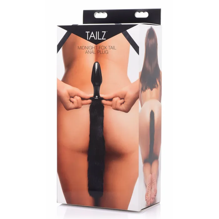 Male Sex Toys XR Brands Tailz Midnight Fox Glass Plug With Tail