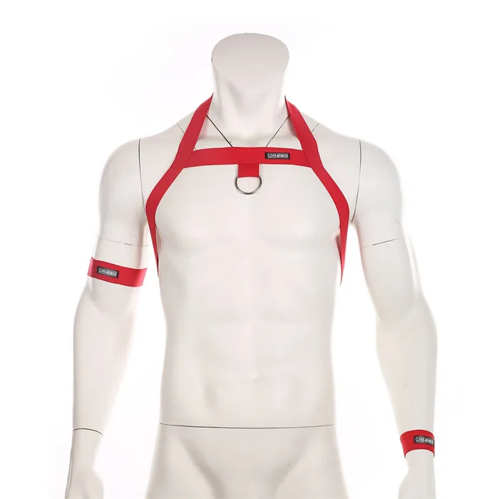 Mens Elastic Body Harness with Metal ORing BDSM Sexy Chest Bondage with Armband and Wristband EVEs SECRETS Female Sex Toys