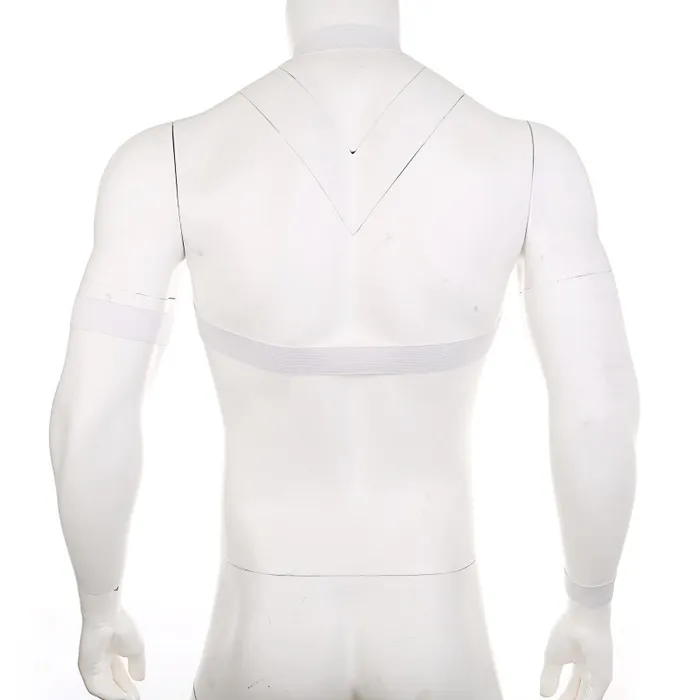 Mens Elastic Body Harness with Metal ORing BDSM Sexy Chest Bondage with Armband and Wristband EVEs SECRETS Female Sex Toys