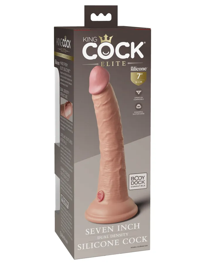 Pipedream Dildos King Cock Elite Silicone DualDensity Cock Dildo 7 in Light