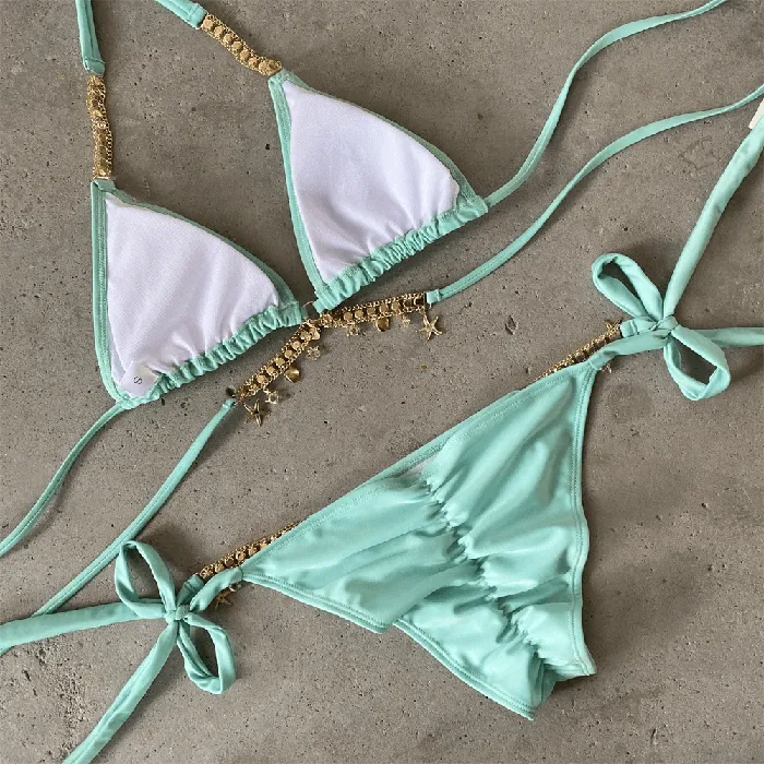 Sexy Womens Swimwear with Metal Chain Ladys Erotic Bikini Swimsuit EVEs SECRETS Male Sex Toys