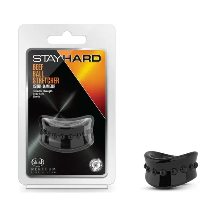 Stay Hard Beef Ball Stretcher Snug 15in Black Black Stay Hard Anal
