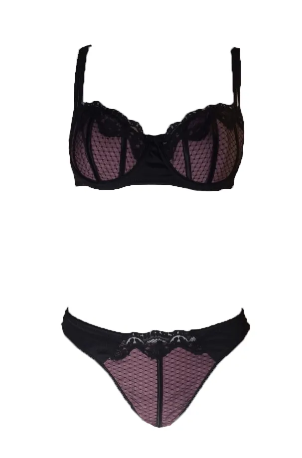 Sunburst Vibrators Lace and Striped Bra Set Pink or Red
