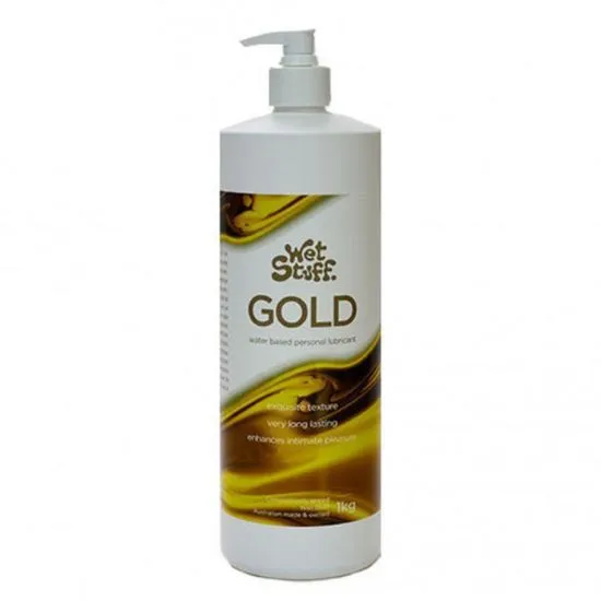 Wet Stuff Gold Water Based Lubricant with Pump Dispenser 1kg Sugar and Sas Sexual Health Wellbeing