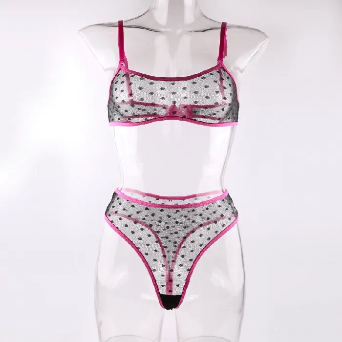 Womens Erotic Lingerie with Polka Dot Pattern Transparent Bra and Panty Sexy Intimate Underwear EVEs SECRETS Female Sex Toys