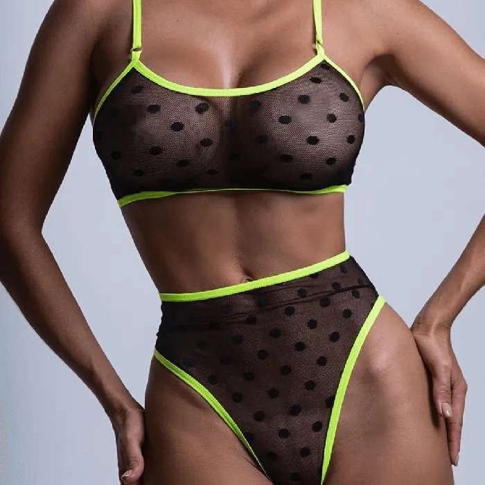Womens Erotic Lingerie with Polka Dot Pattern Transparent Bra and Panty Sexy Intimate Underwear EVEs SECRETS Female Sex Toys
