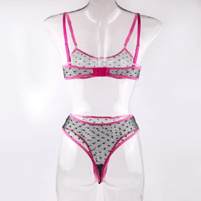 Womens Erotic Lingerie with Polka Dot Pattern Transparent Bra and Panty Sexy Intimate Underwear EVEs SECRETS Female Sex Toys