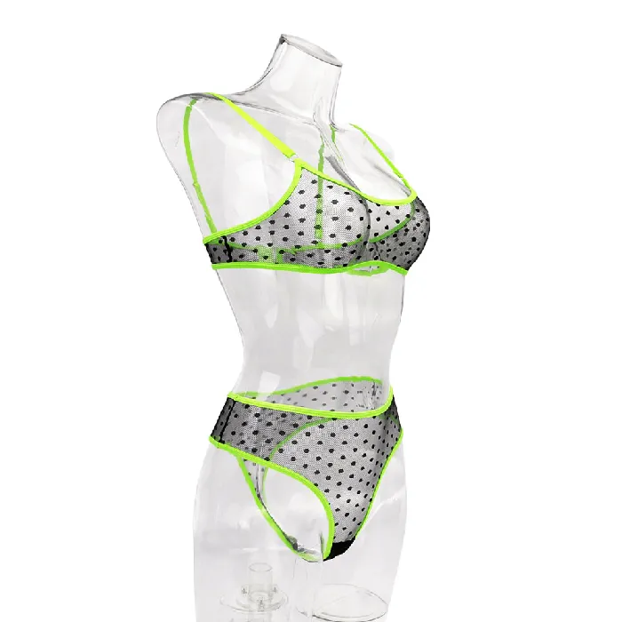 Womens Erotic Lingerie with Polka Dot Pattern Transparent Bra and Panty Sexy Intimate Underwear EVEs SECRETS Female Sex Toys