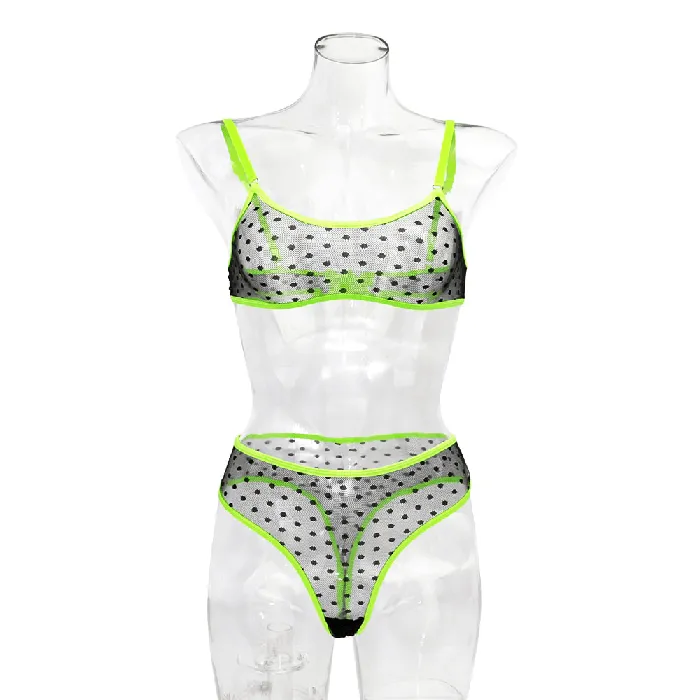 Womens Erotic Lingerie with Polka Dot Pattern Transparent Bra and Panty Sexy Intimate Underwear EVEs SECRETS Female Sex Toys