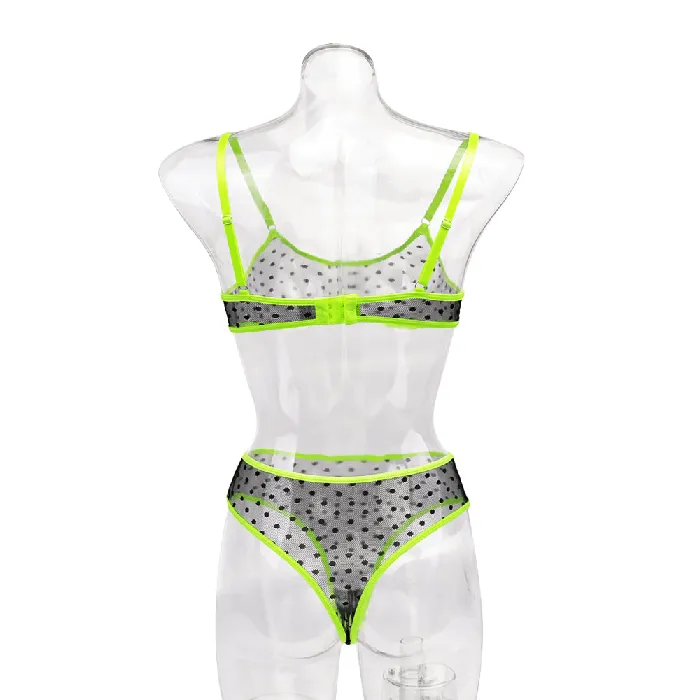 Womens Erotic Lingerie with Polka Dot Pattern Transparent Bra and Panty Sexy Intimate Underwear EVEs SECRETS Female Sex Toys