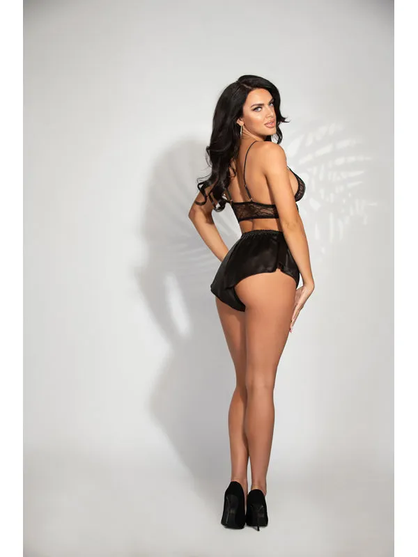 Anal Calvista Two Piece Satin And Lace Long Line Bralette And Tap Short Set STM11244BlackL Anal Calvista Two Piece Satin And Lace Long Line Bralette And Tap Short Set STM11244BlackL
