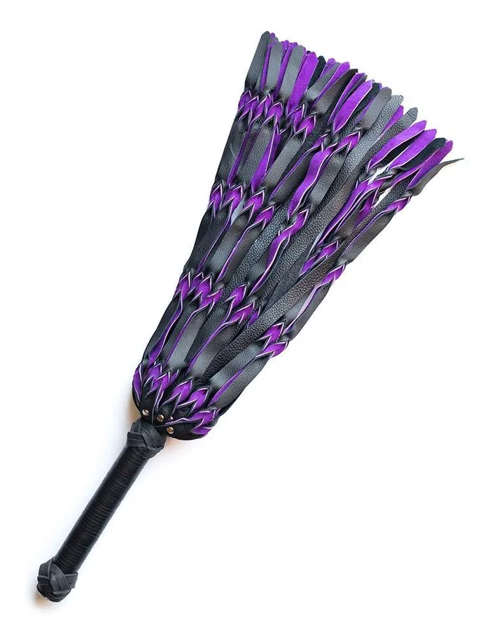Braided Leather Flogger Purple Black vendorunknown Anal
