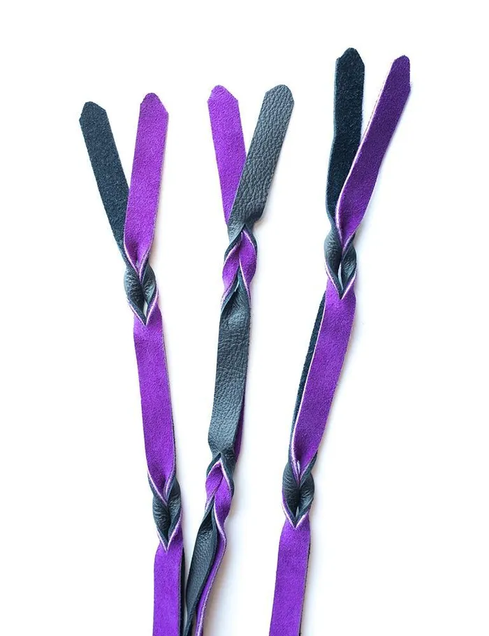 Braided Leather Flogger Purple Black vendorunknown Anal