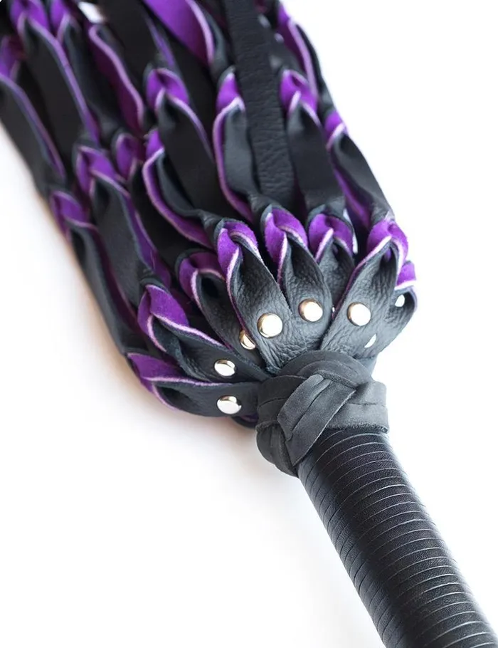 Braided Leather Flogger Purple Black vendorunknown Anal