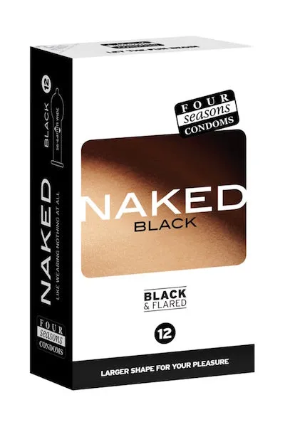 Calvista Anal Four Seasons Naked Condoms Black Flared 12pk