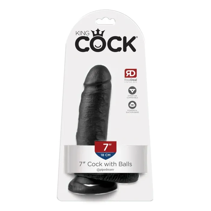 King Cock Dildos King Cock Dildo With Balls Black 7 Inch