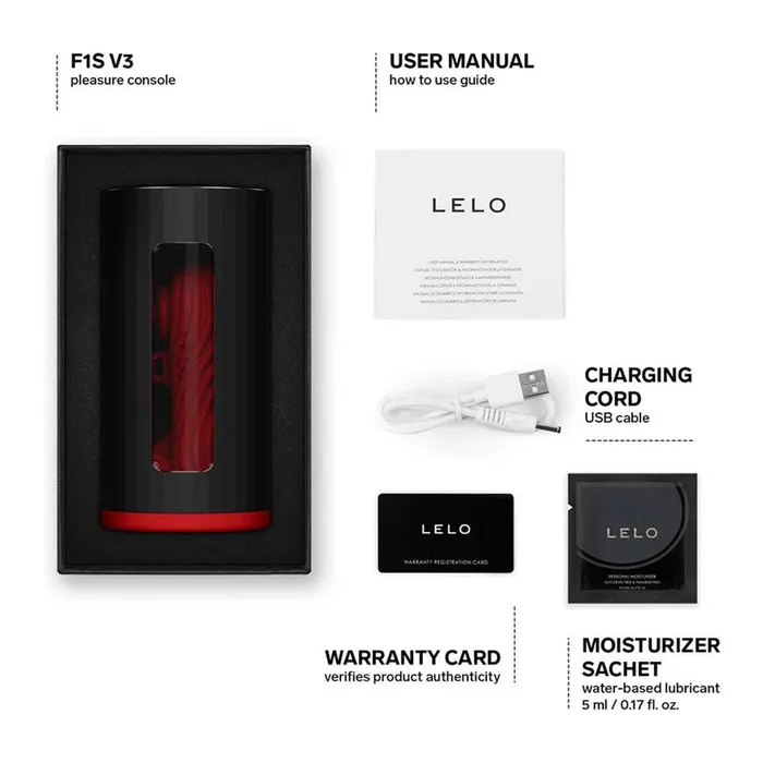 Lelo F1S V3 App AI Interactive Masturbator Red 2 Sizes Lelo Male Sex Toys