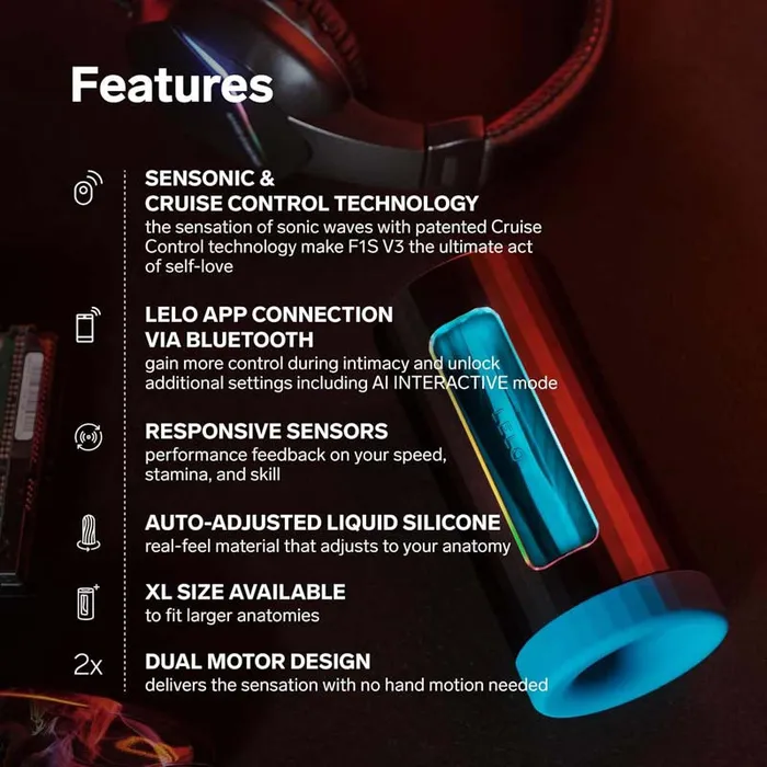 Lelo F1S V3 App AI Interactive Masturbator Red 2 Sizes Lelo Male Sex Toys