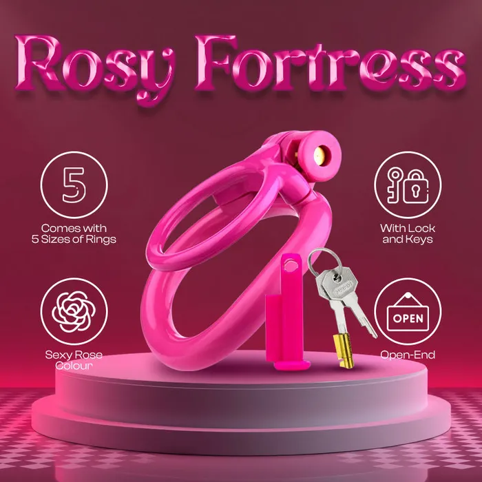 Male Sex Toys FRISKY BUSINESS SG Rosy Fortress Two Rings Chastity Cage